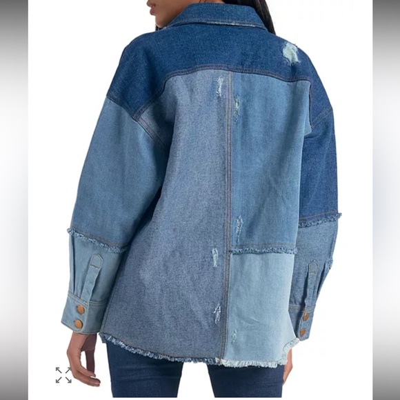 NWT Elan Blue Patchwork Denim Jacket size small - Picture 2 of 13